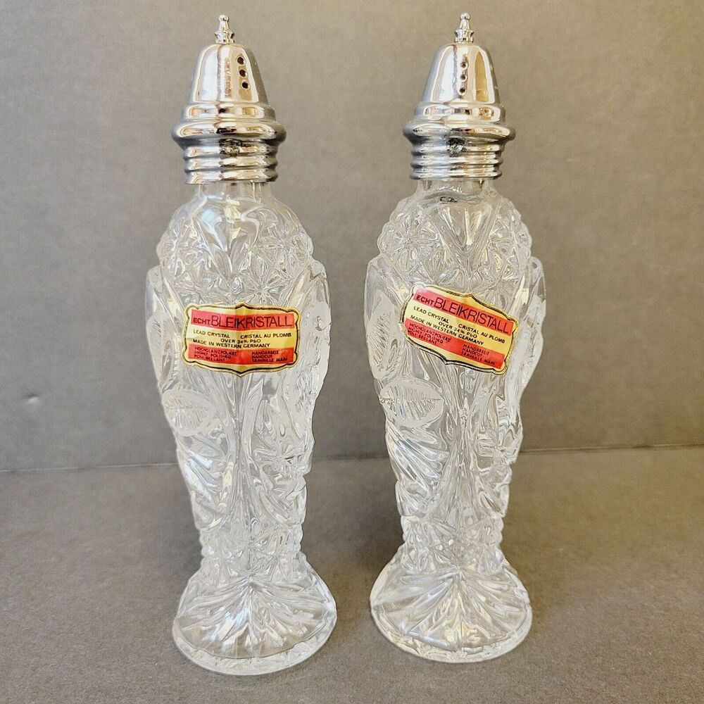 Echt Bleikristall Original Labels Crystal Salt And Papper Shakers